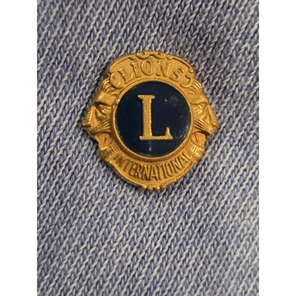 Lions Clubs International Lapel Pin Blue Enamel “L” Gold Tone BALLOU REG’D